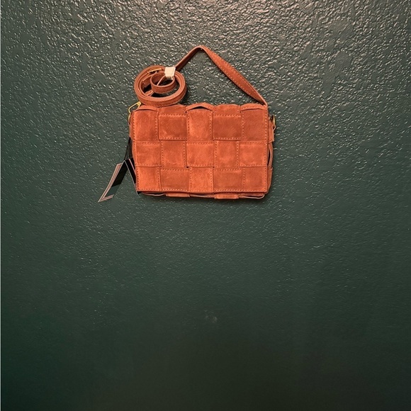 NWT VIOLA CASTELLANI Bruciato Brown Suede Padded Woven Crossbody Made In Italy - Picture 2 of 10